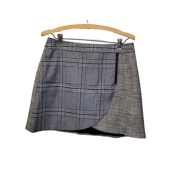 Alice Olivia Gray Lennon Zip Detail Plaid Mini Skirt Size - Main Image